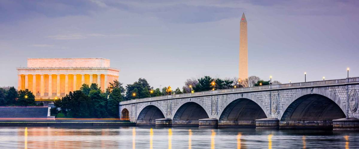 Washington DC, USA skyline on the Potomac River