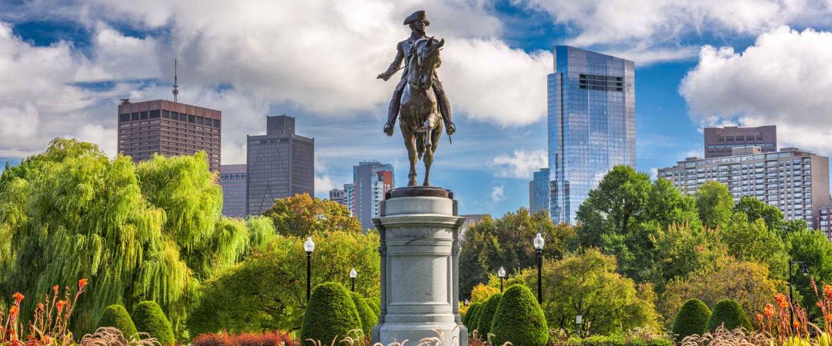 George Washington Monument at Public Garden in Boston, Massachusetts.