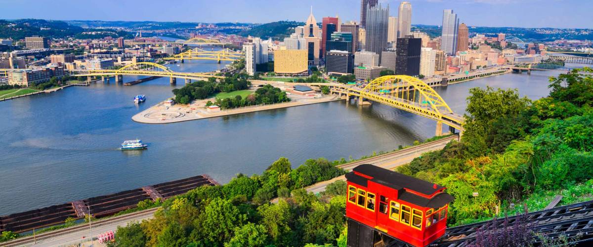 Pittsburgh, Pennsylvania, USA downtown skyline and incline.